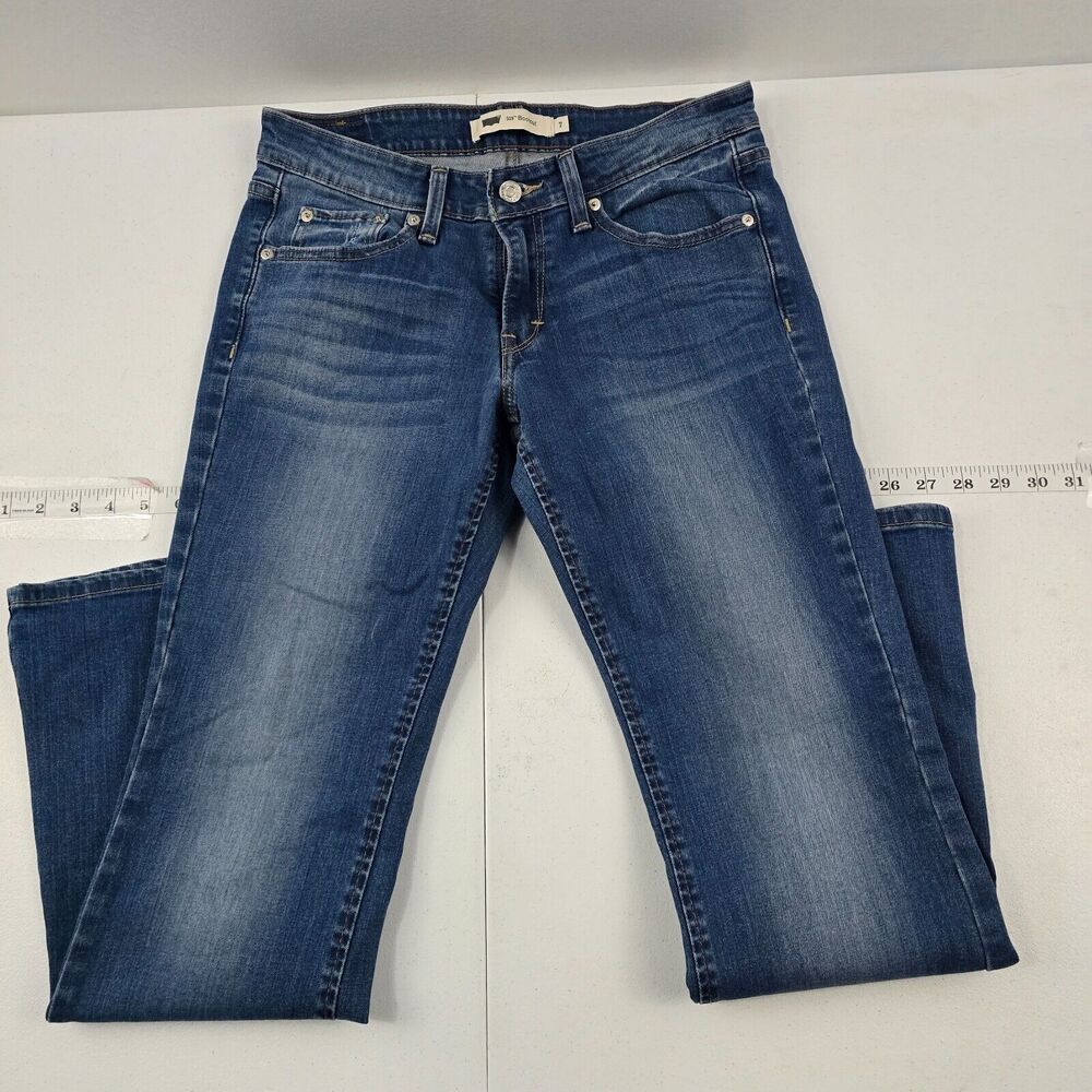 Levi's 515 boot cut jeans blue 7 denim womens 28x32 medium wash 4598